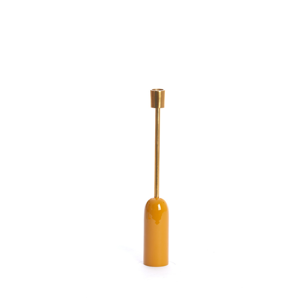 Candle stick Ø5x33,5 cm YASILO ocher yellow+gold