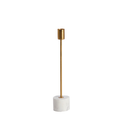 Candle stick Ø5x26,5 cm PEGU marble white+gold