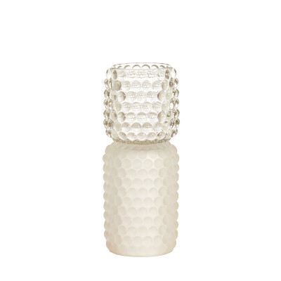 Tealight on base Ø9x20,5 cm BUBLINI glass matt white+clear