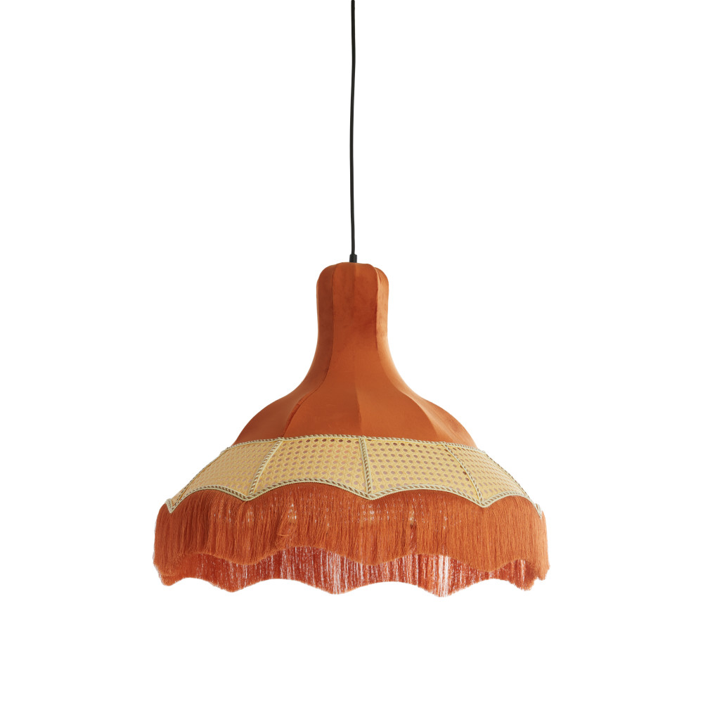 Hanging lamp Ø60x53 cm MIZIA velvet orange+webbing natural