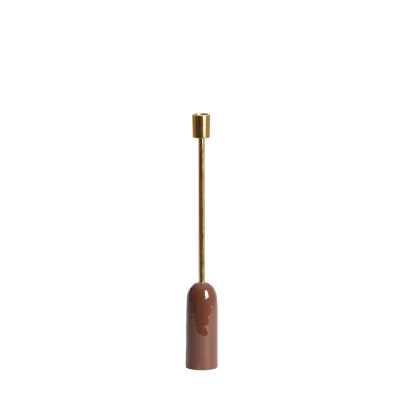 Candle stick Ø5x38 cm YASILO brown+gold