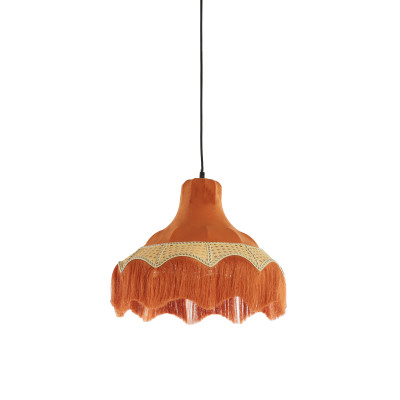 Hanging lamp Ø40x35,5 cm MIZIA velvet orange+webbing natural