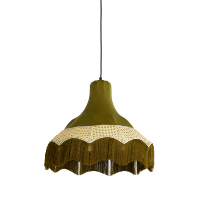 Hanging lamp Ø50x44,5 cm MIZIA velvet green+webbing natural