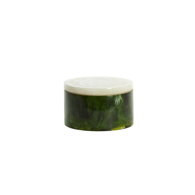 Deco box+lid Ø19x11,5 cm KELIMUTU green+white