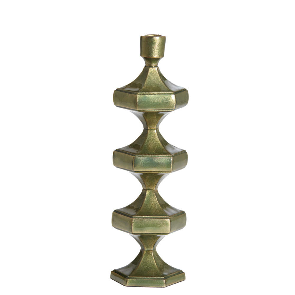 Candle stick 10x9x33 cm WAMBIRI shiny green gold