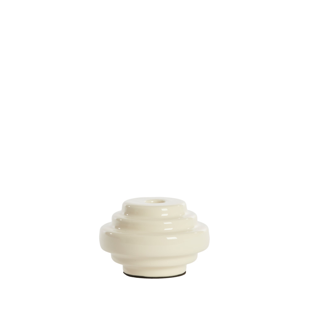 Candle stick Ø11x7,5 cm WANHATI shiny cream