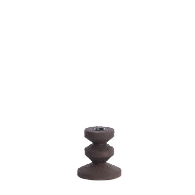 Candle stick Ø12x14 cm ALVEZO wood relief brown