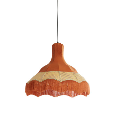 Hanging lamp Ø60x53 cm MIZIA velvet orange+webbing natural