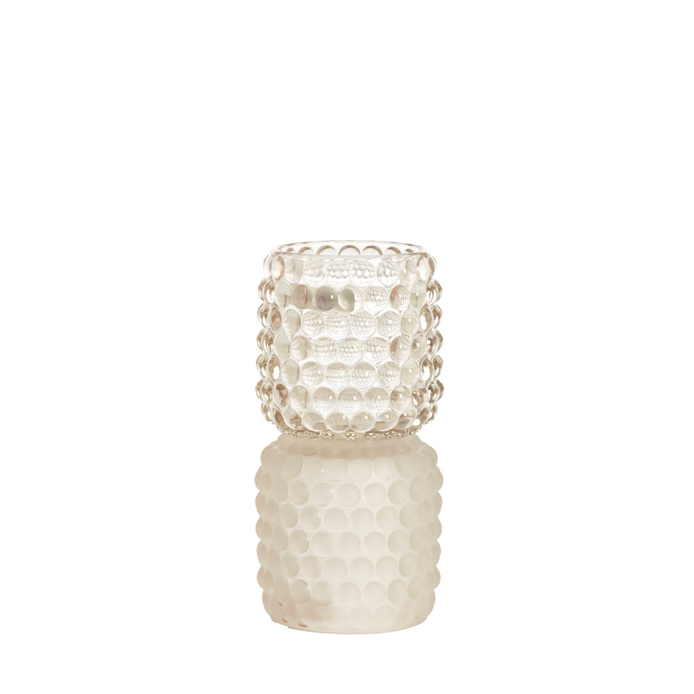 Tealight on base Ø9x16 cm BUBLINI glass matt white+clear