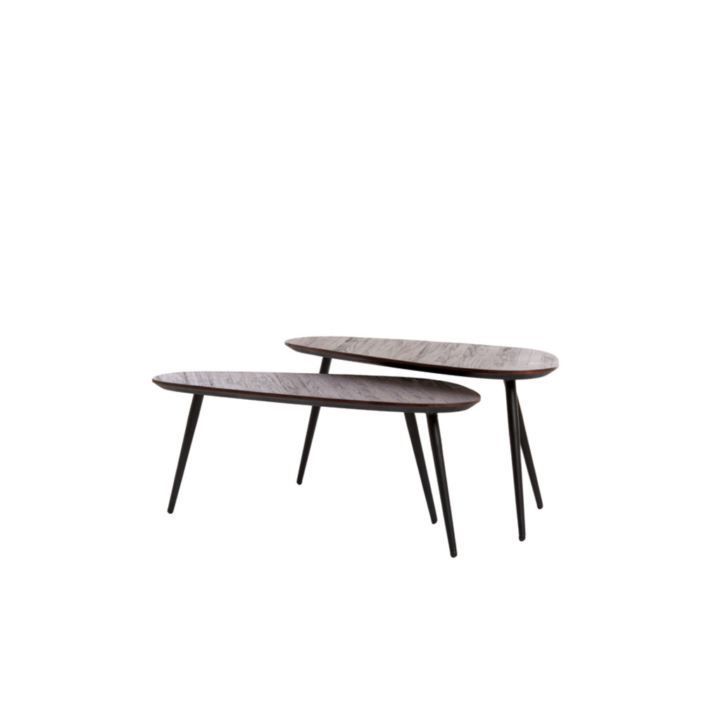 Coffee table S/2 84x39x34+84x39x39 cm VIEJO wood brown+black