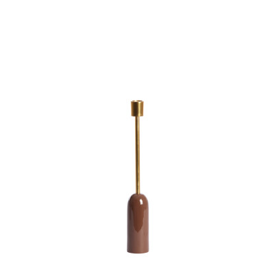 Candle stick Ø5x33,5 cm YASILO brown+gold