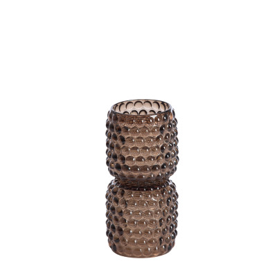 Tealight on base Ø9x16 cm BUBLINI glass dark brown