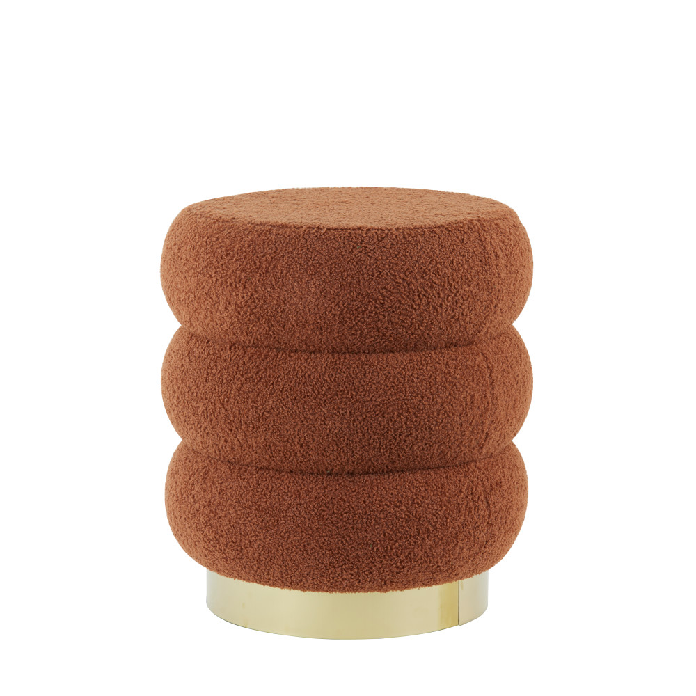 Pouf Ø40x45 cm KIMI teddy terra+gold