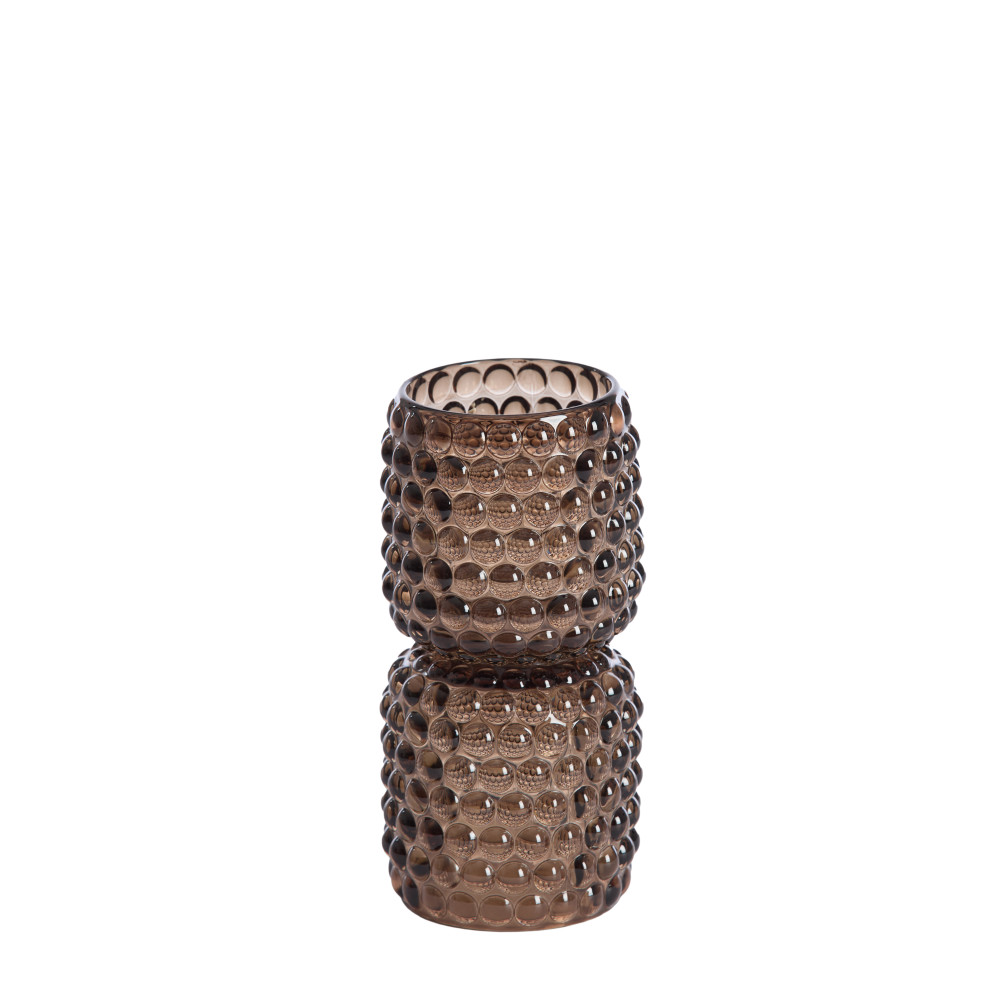 Tealight on base Ø9x16 cm BUBLINI glass dark brown