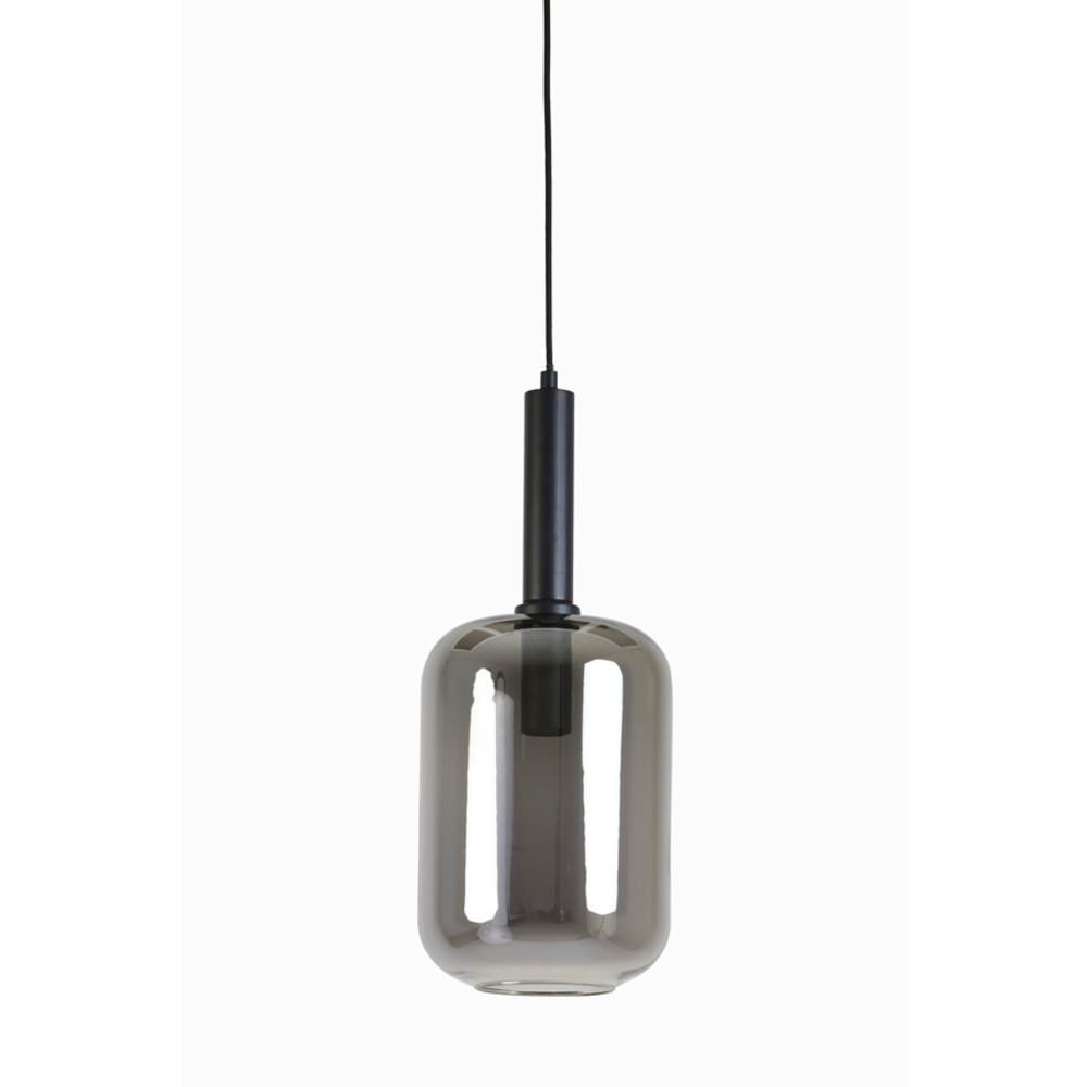 Hanging lamp Ø22x52 cm LEKAR black+smoked glass