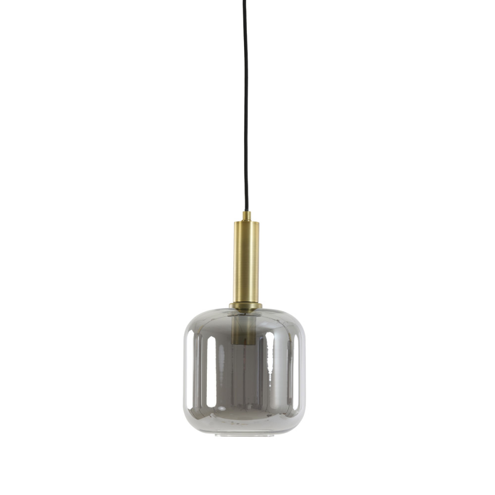 Hanging lamp Ø16x26 cm LEKAR antique bronze+smoked glass