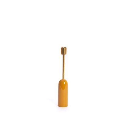 Candle stick Ø5x28 cm YASILO ocher yellow+gold