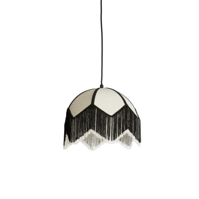 Hanging lamp Ø35x28 cm SULINA linen white+black