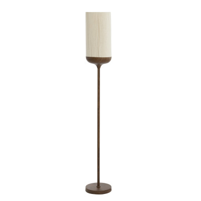 Floor lamp Ø23x159 cm DANIA wood print d brown+rope cream