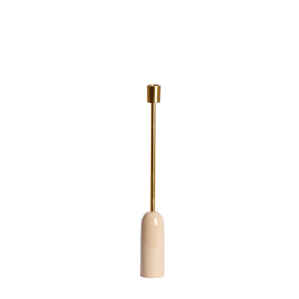 Candle stick Ø5x38 cm YASILO sand+gold