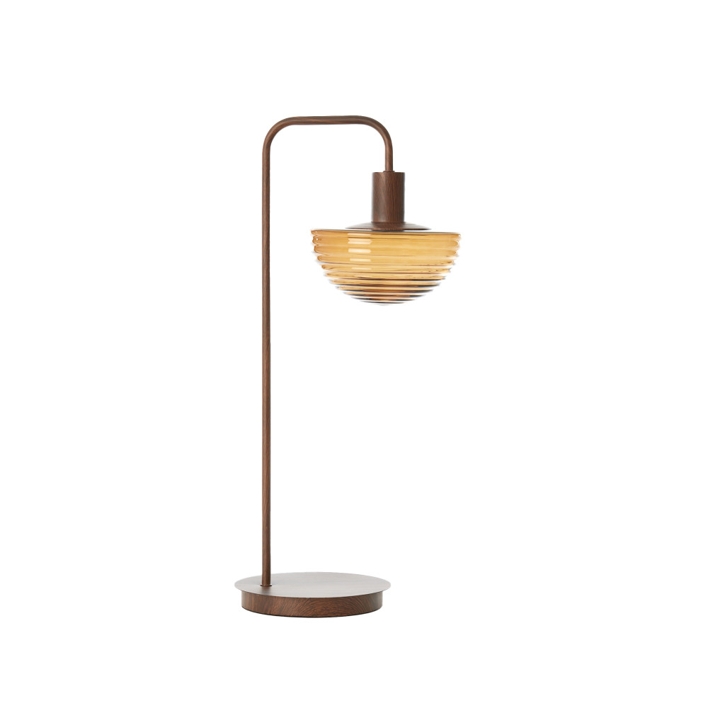 Table lamp 30x20x61 cm BAYLIE wood print d brown+brown glass