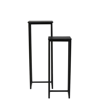 Pillar S/2 30x30x83+36x36x103 cm BRYSON wood matt black