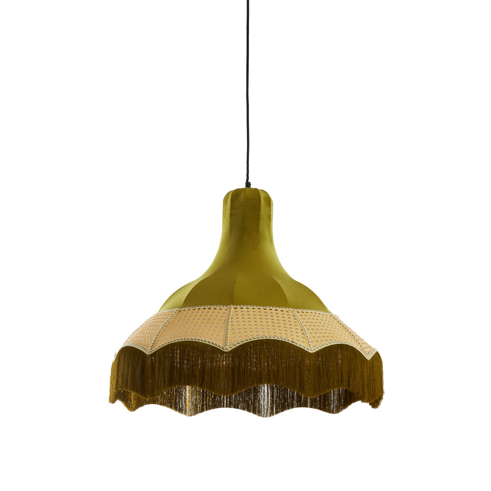 Hanging lamp Ø60x53 cm MIZIA velvet green+webbing natural