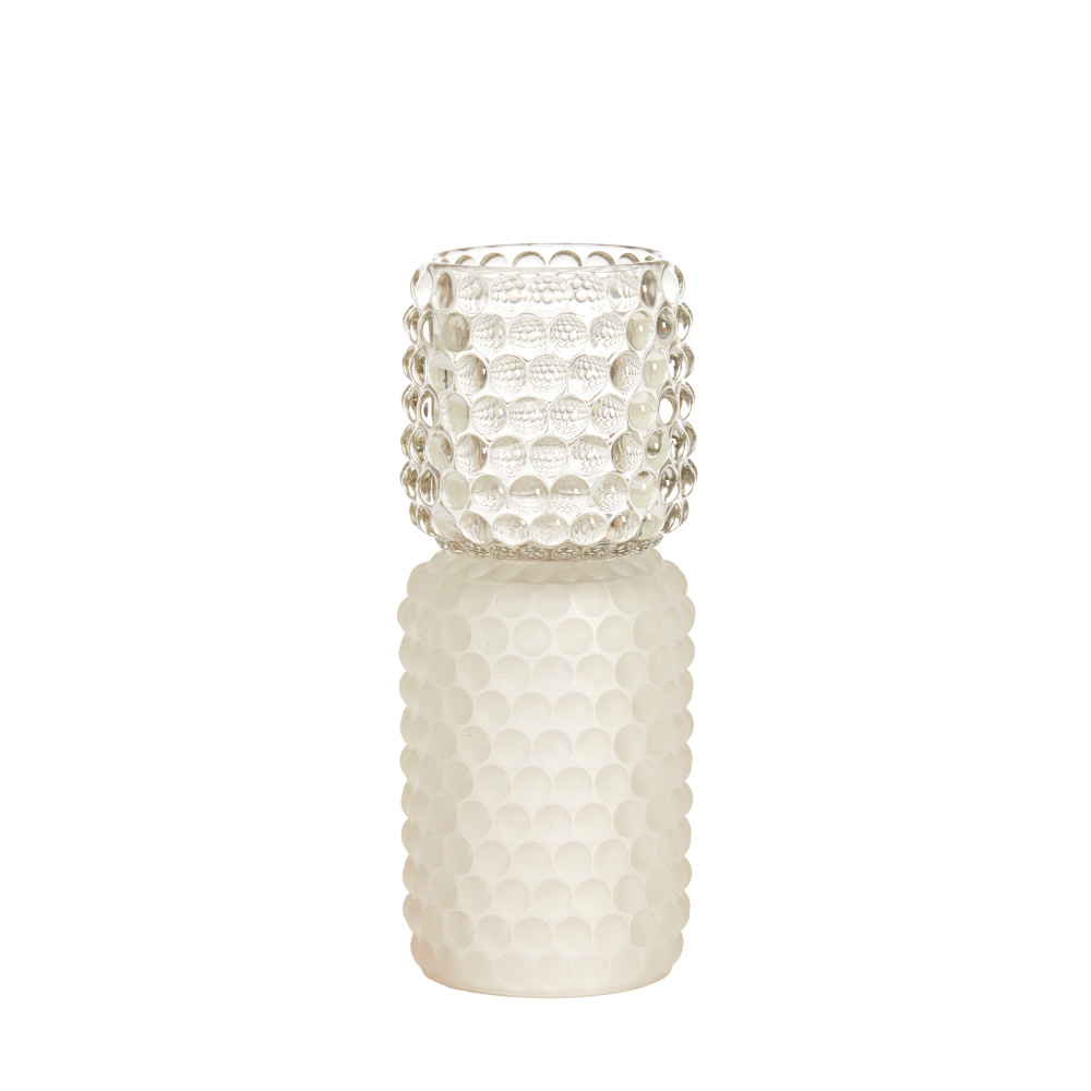 Tealight on base Ø9x20,5 cm BUBLINI glass matt white+clear