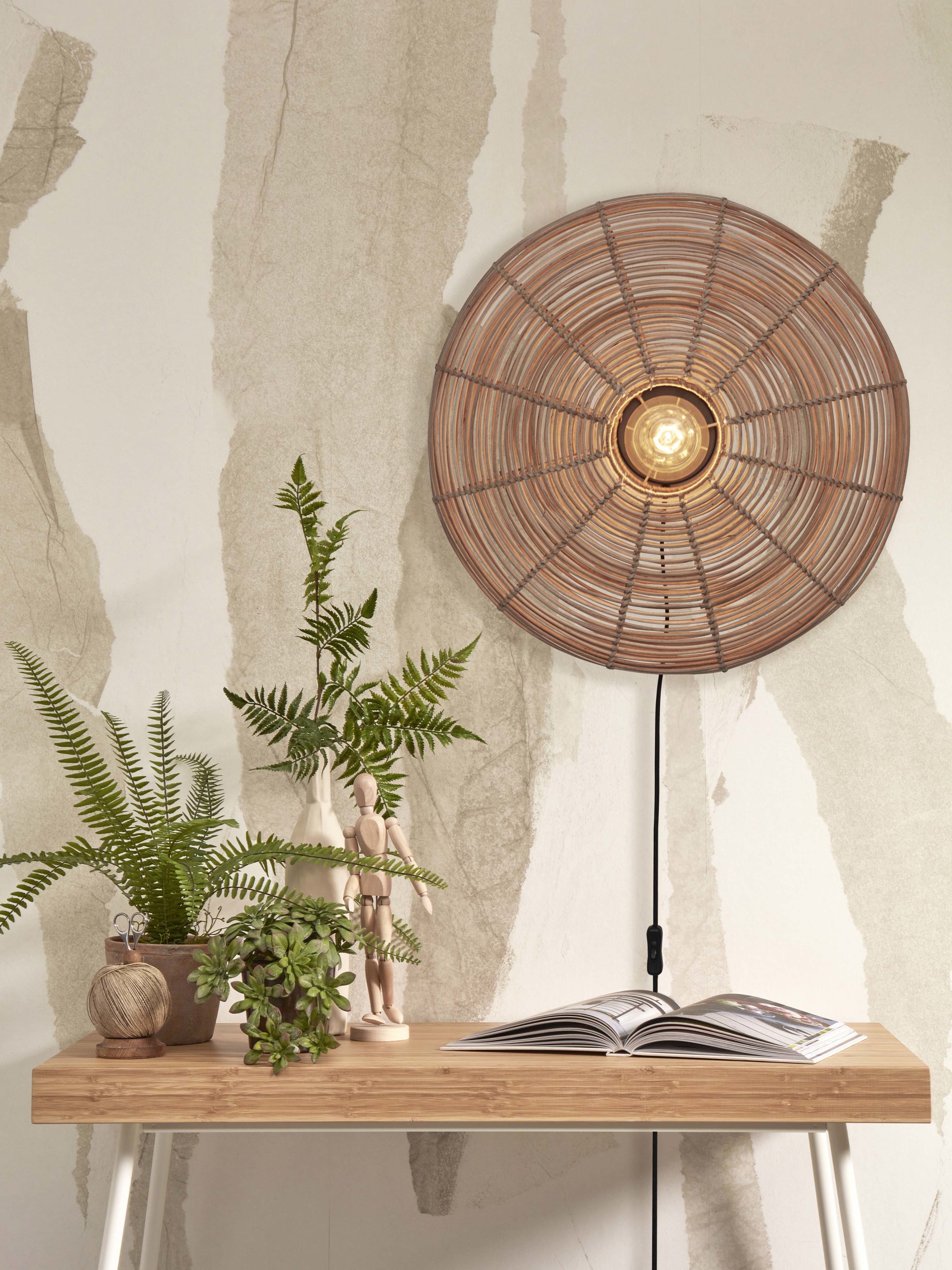 Wall lamp Tanami rattan disc L dia.55xh.14cm, natural