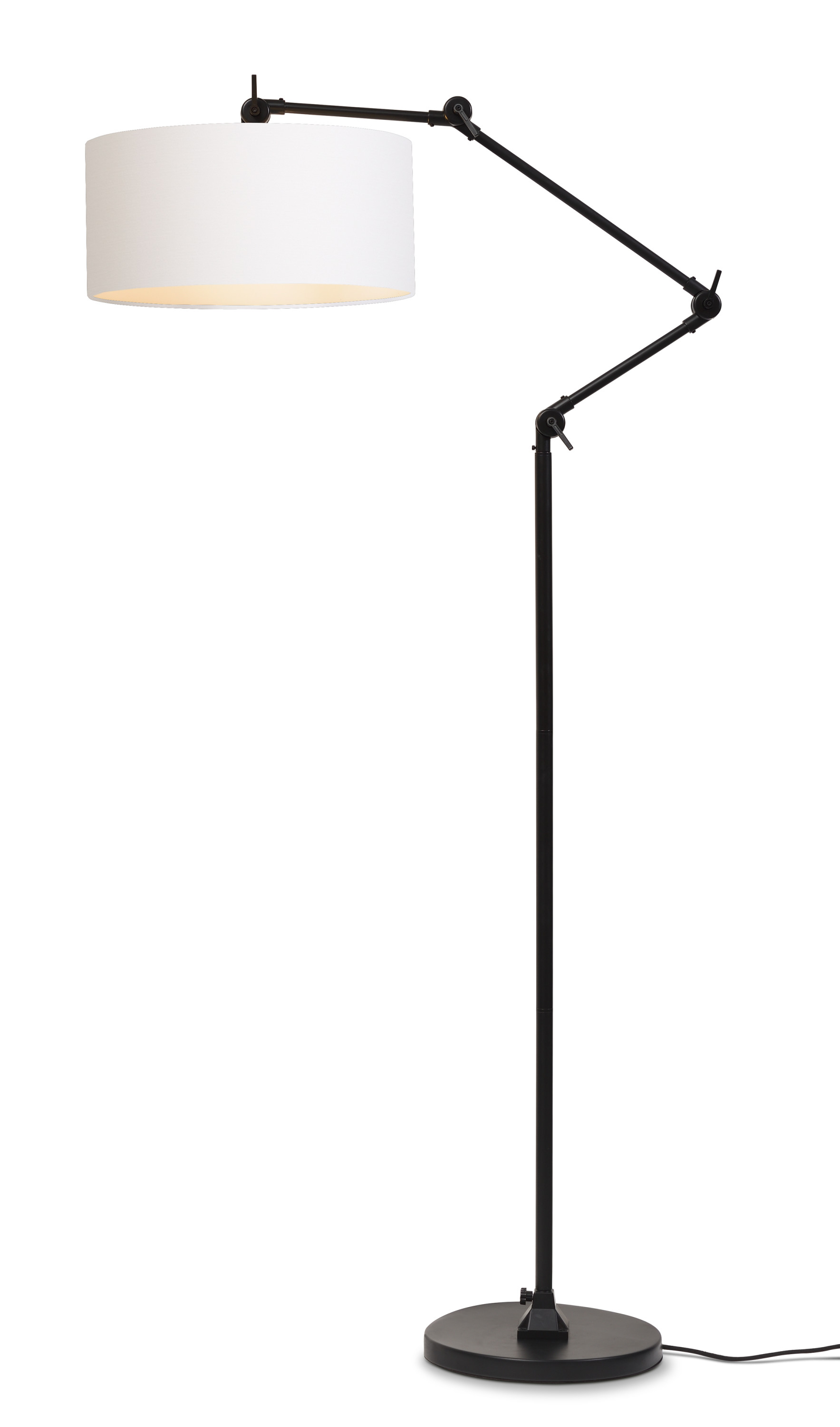Floor lamp iron/textile Amsterdam h.190cm/shade 47x23cm, white