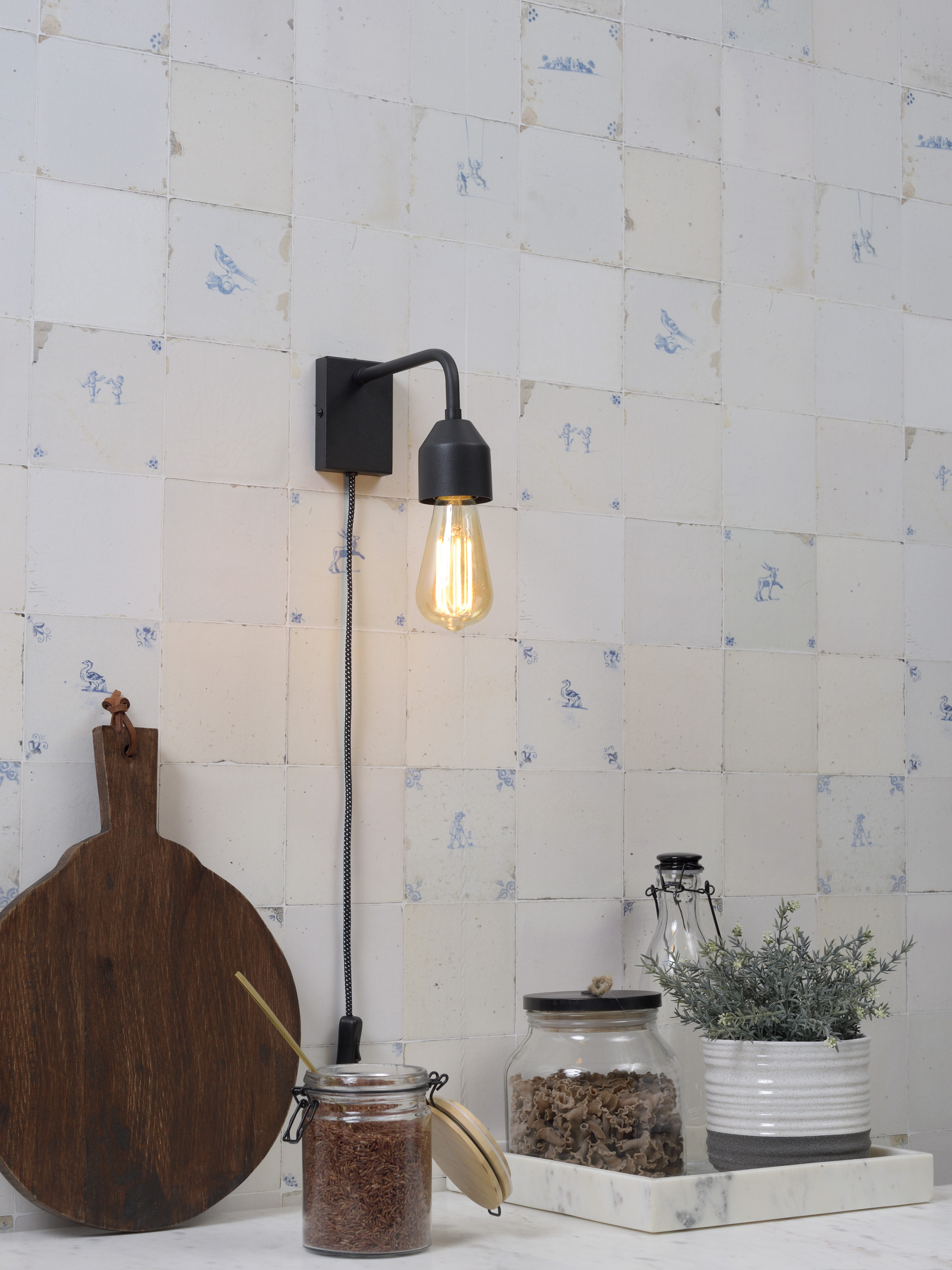 Wall lamp iron Madrid 18x7xh.14cm black, S