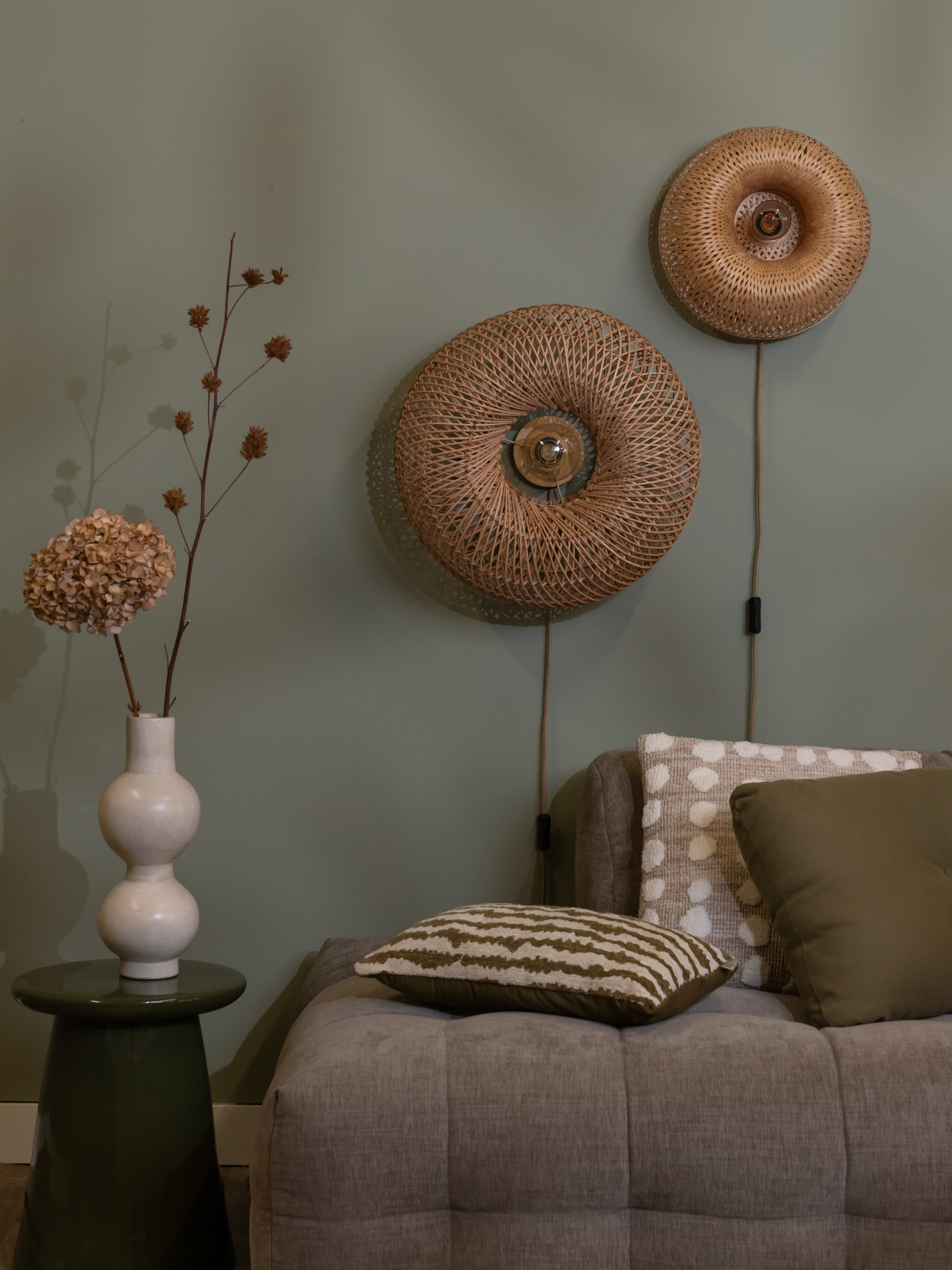 Wall lamp Barbados halfround shade Ø35xh.15cm natural