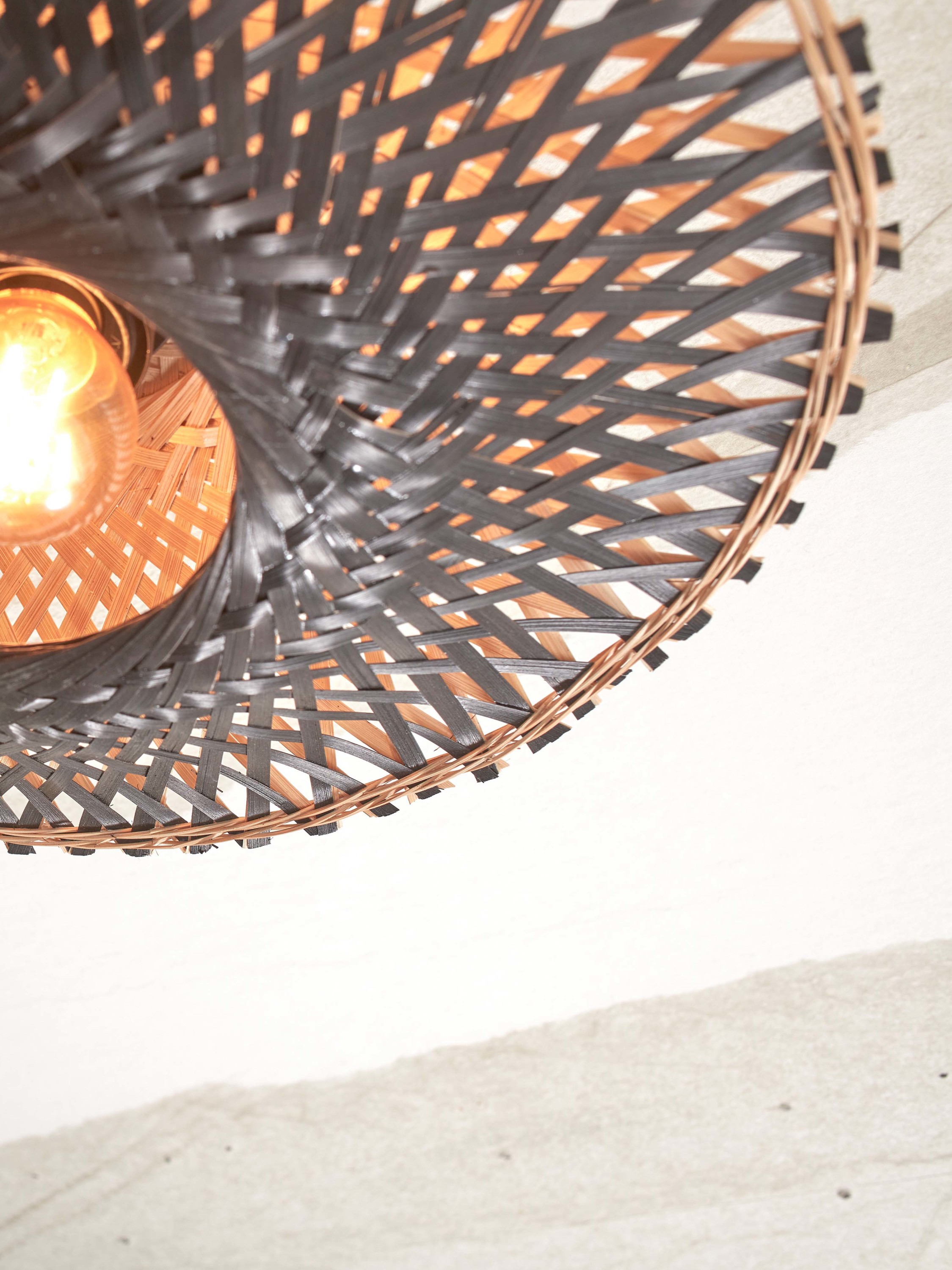 Ceiling lamp Kalimantan bamboo dia.60x15cm natural/black, M