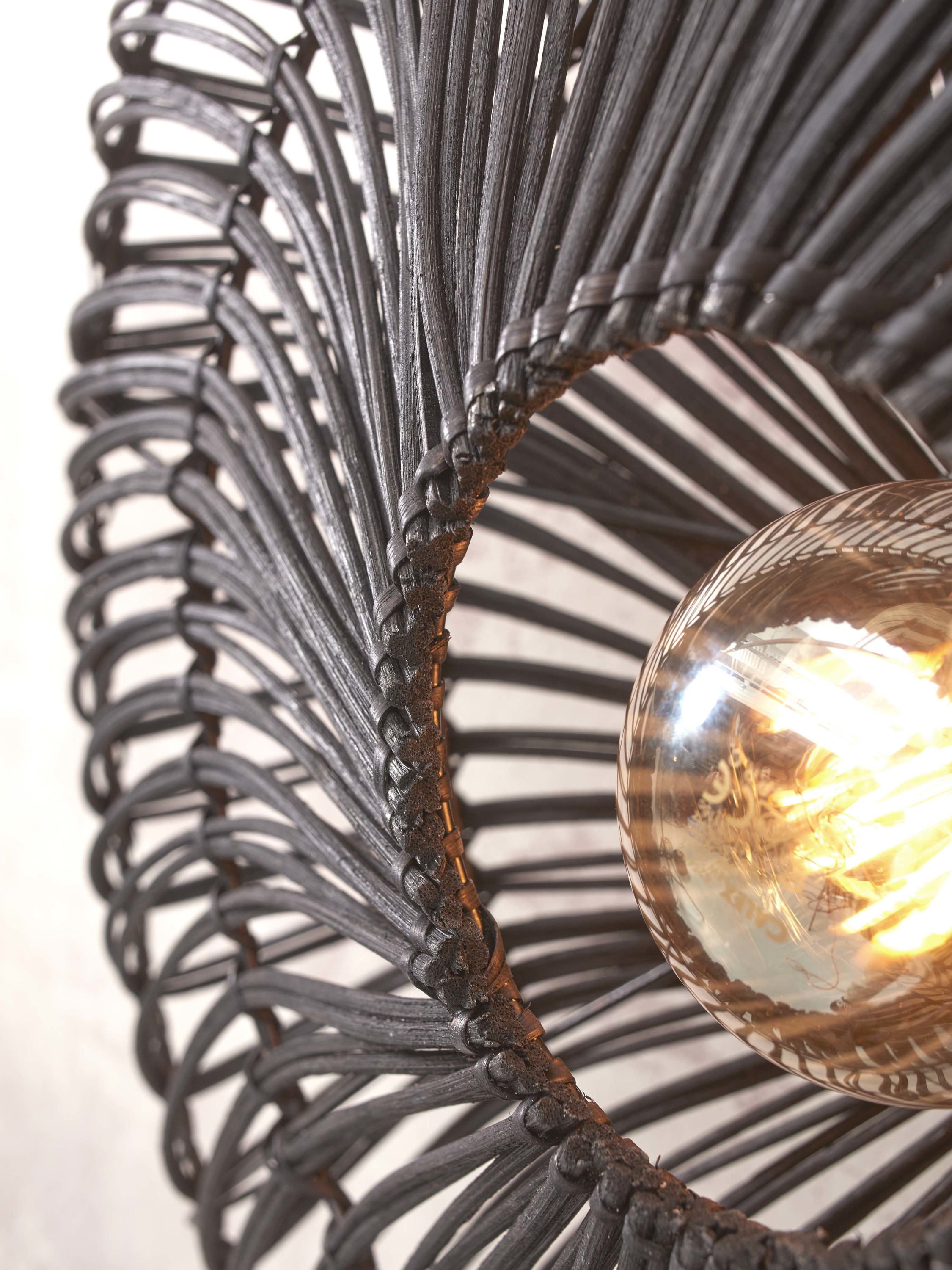 Wall lamp Zanzibar L rattan/flat dia.55xh.14cm, black
