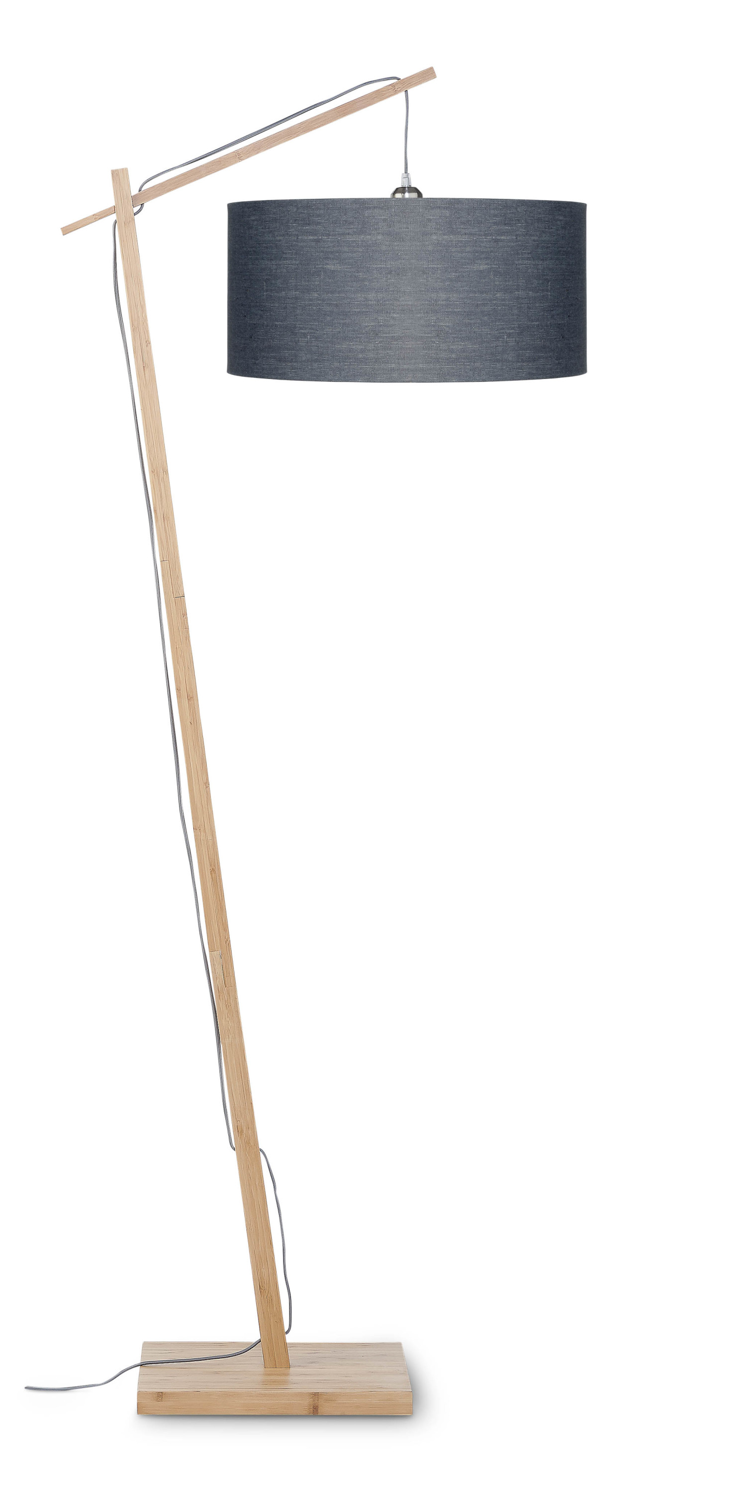 Floor lamp Andes bamboo h.176cm/shade 47x23cm eco linen, dark grijs
