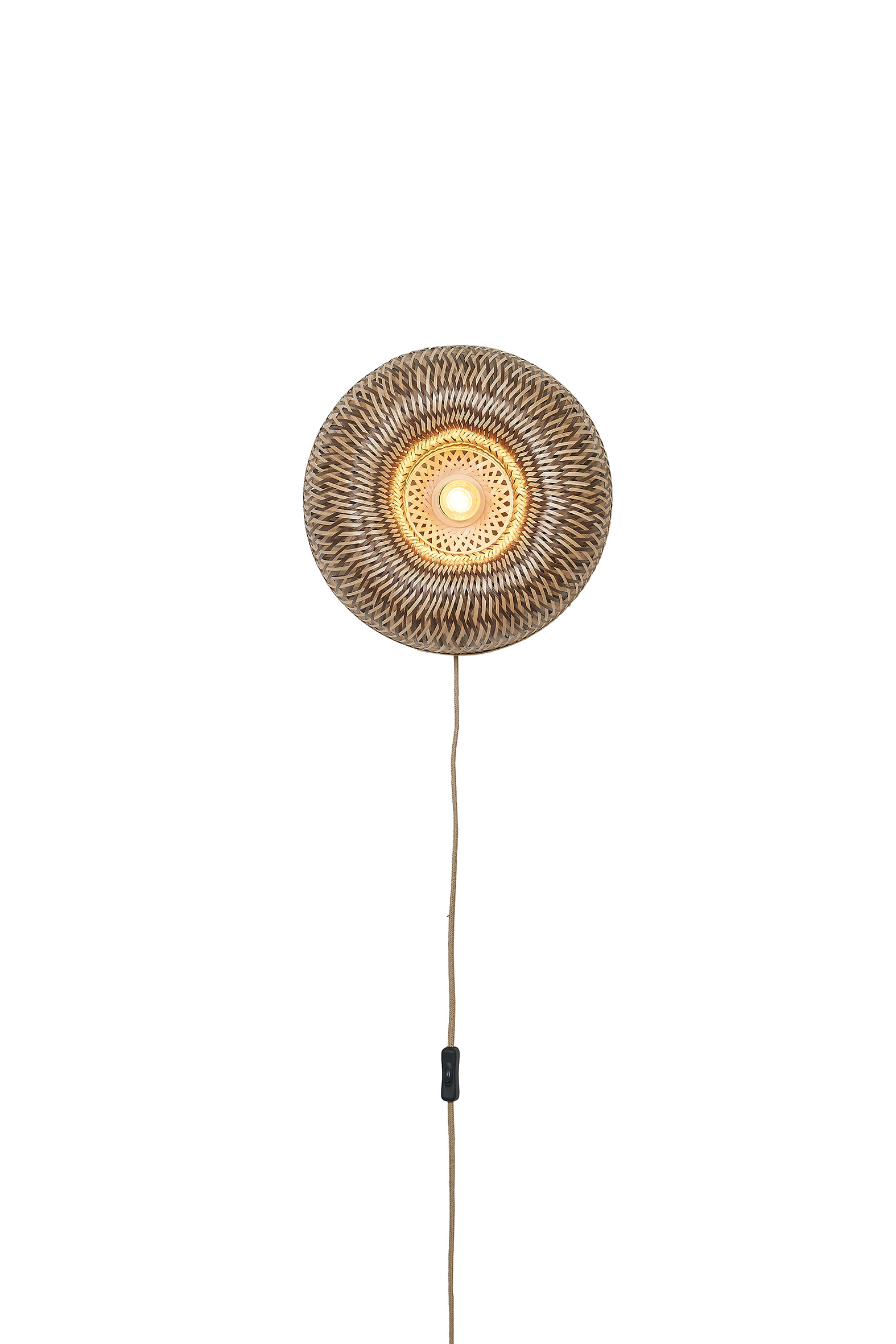 Wall lamp Barbados halfround shade Ø35xh.15cm natural brown