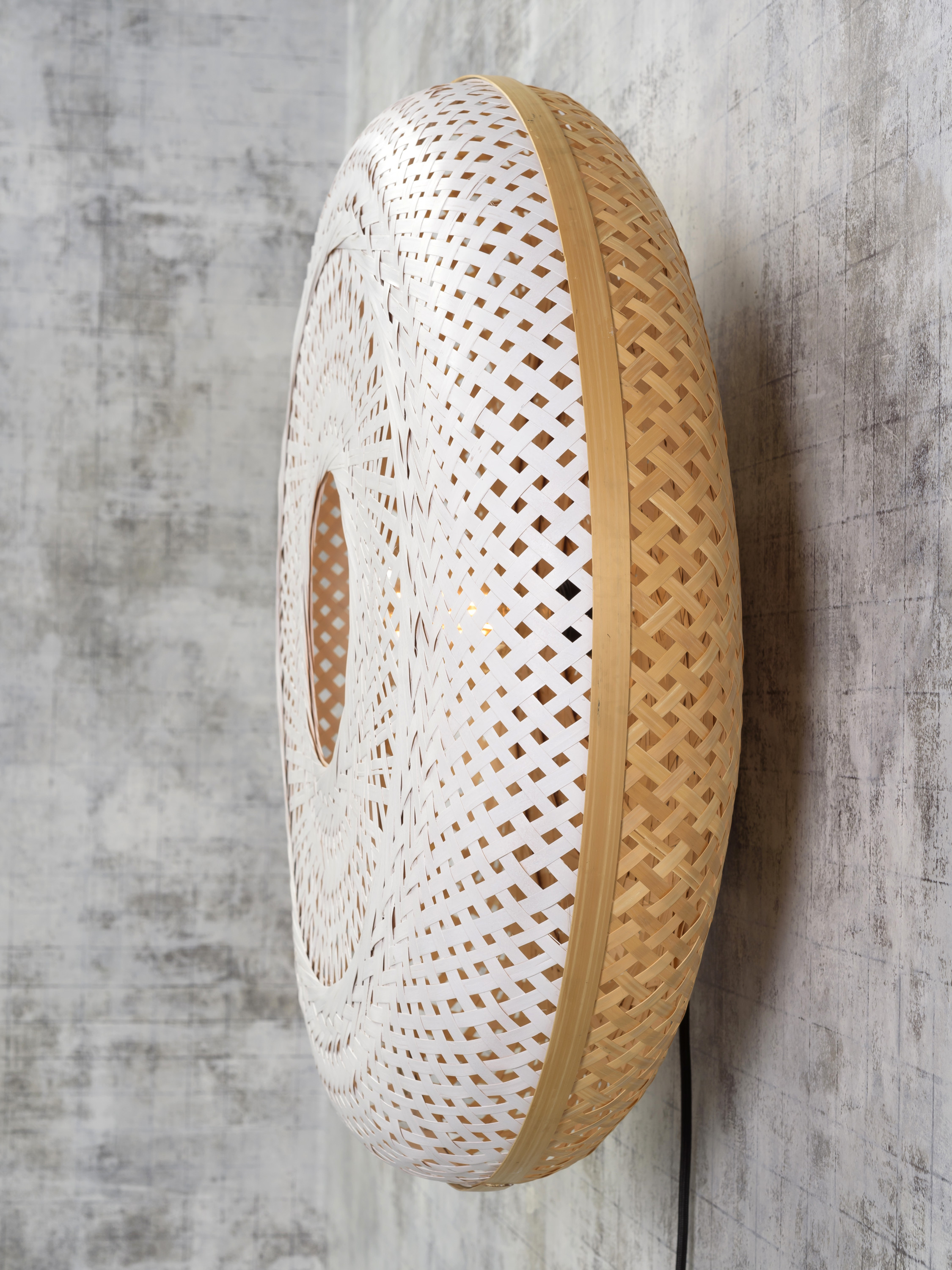 Wall lamp Palawan bamboo 60x15cm nat./white, L