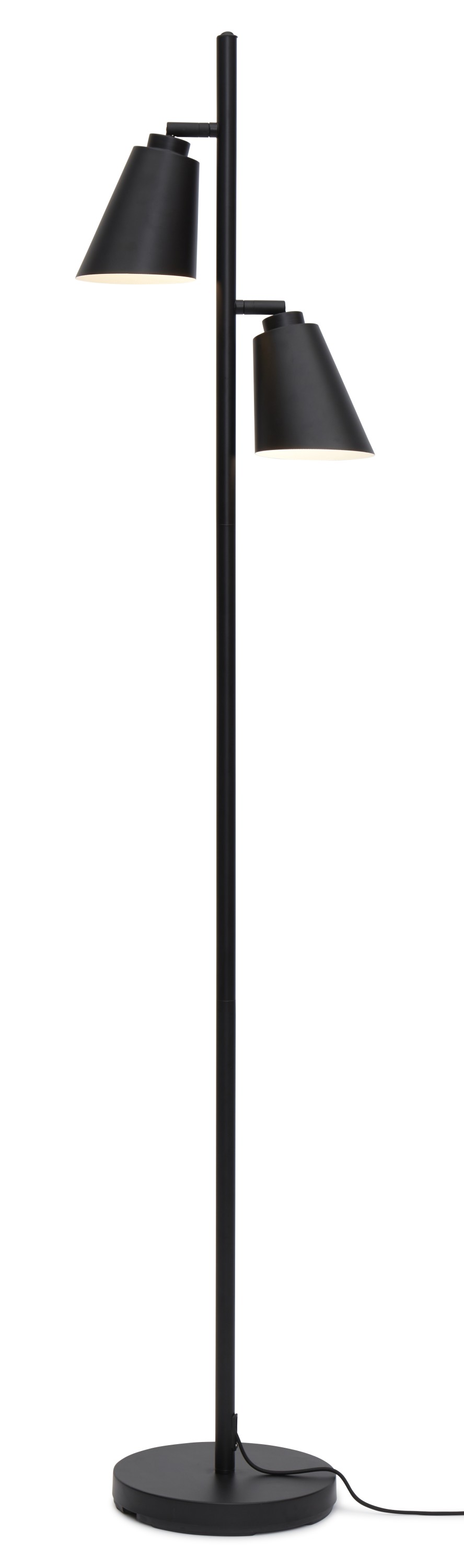 Floor lamp iron Bremen 2-shade h.162x45cm/shade 18x15cm, black
