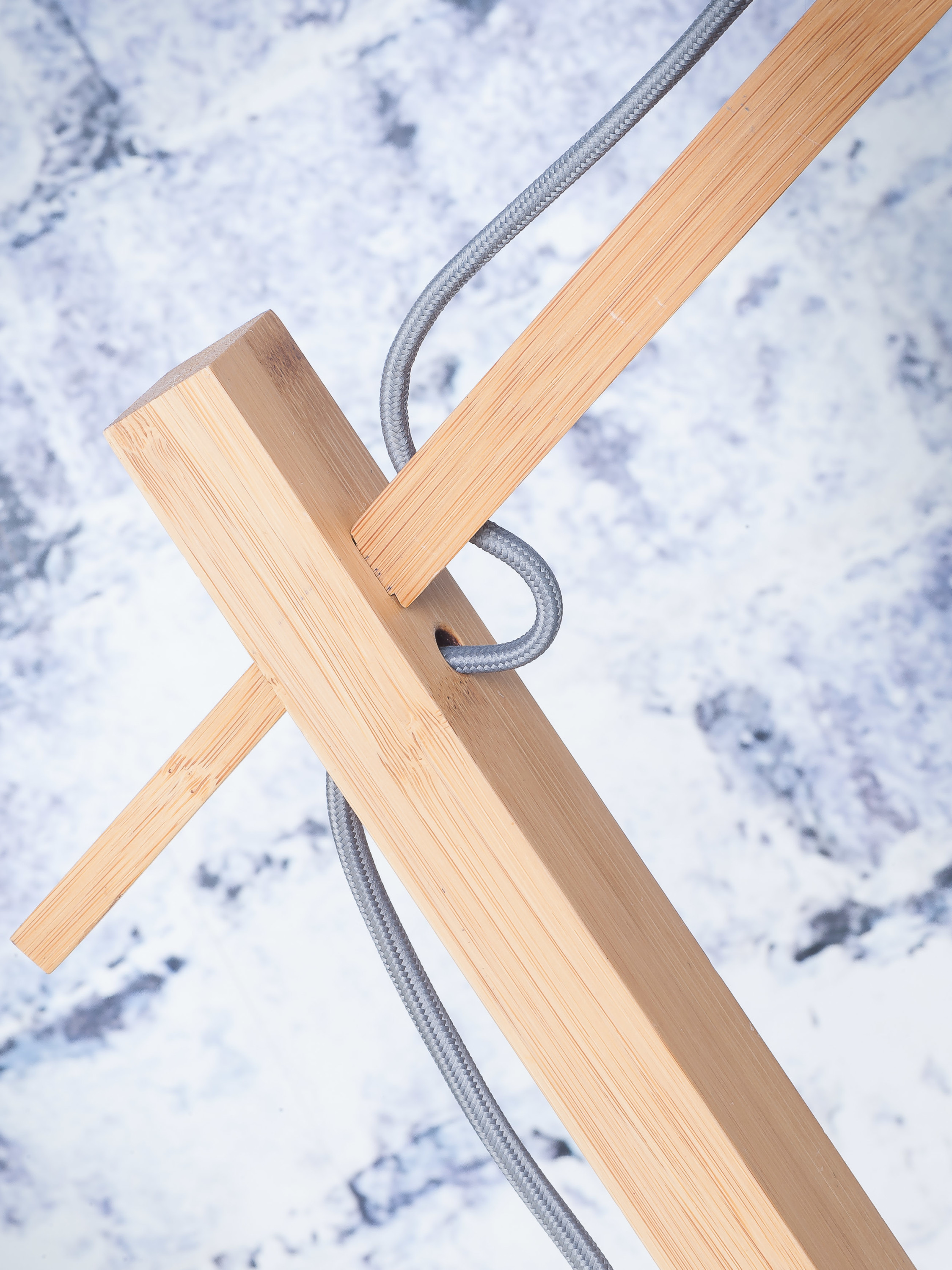 Floor lamp Andes bamboo h.176cm/shade 47x23cm eco linen, dark