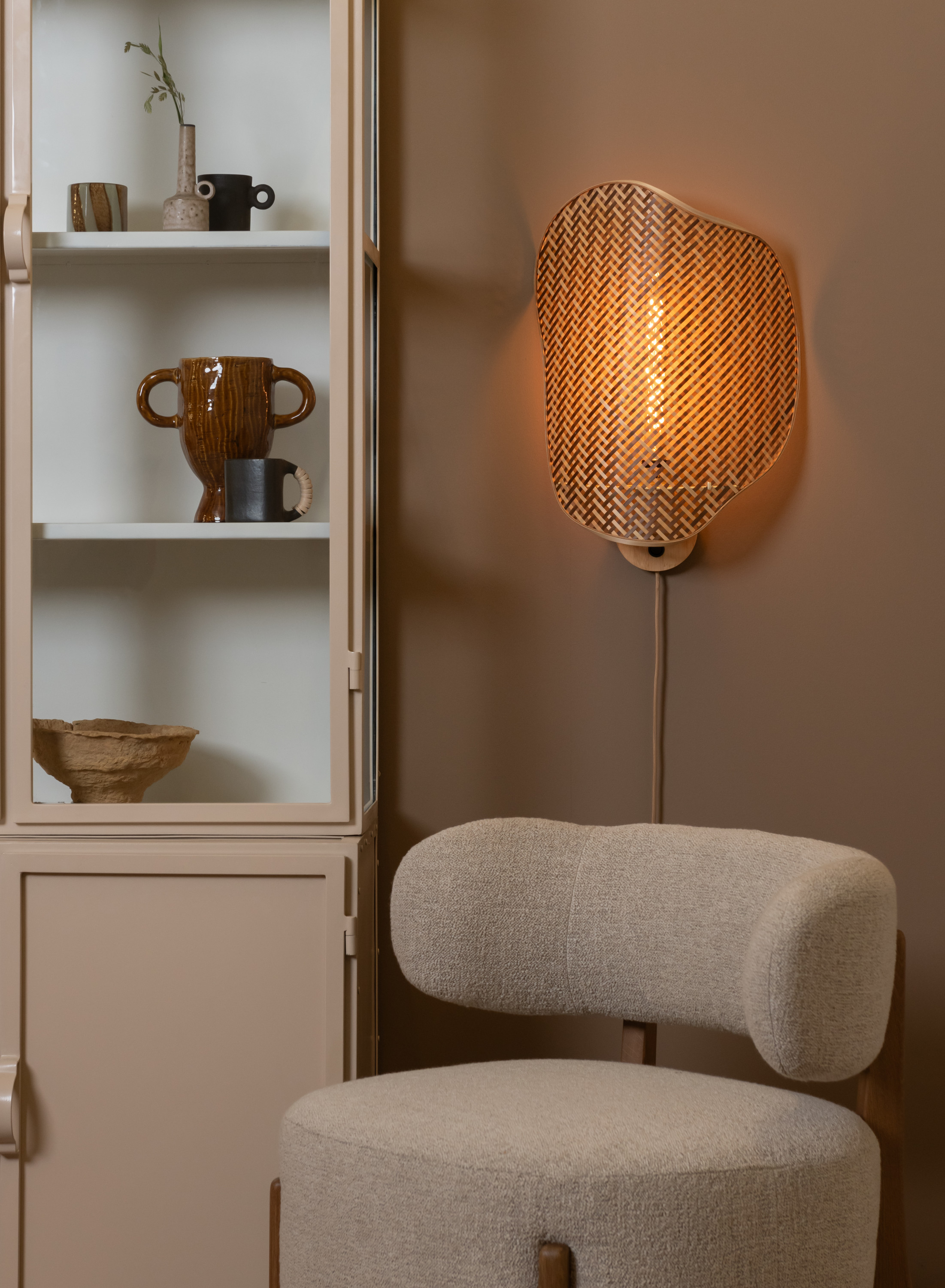 Wall lamp Kinabalu shade 40x10xh.50cm natural brown