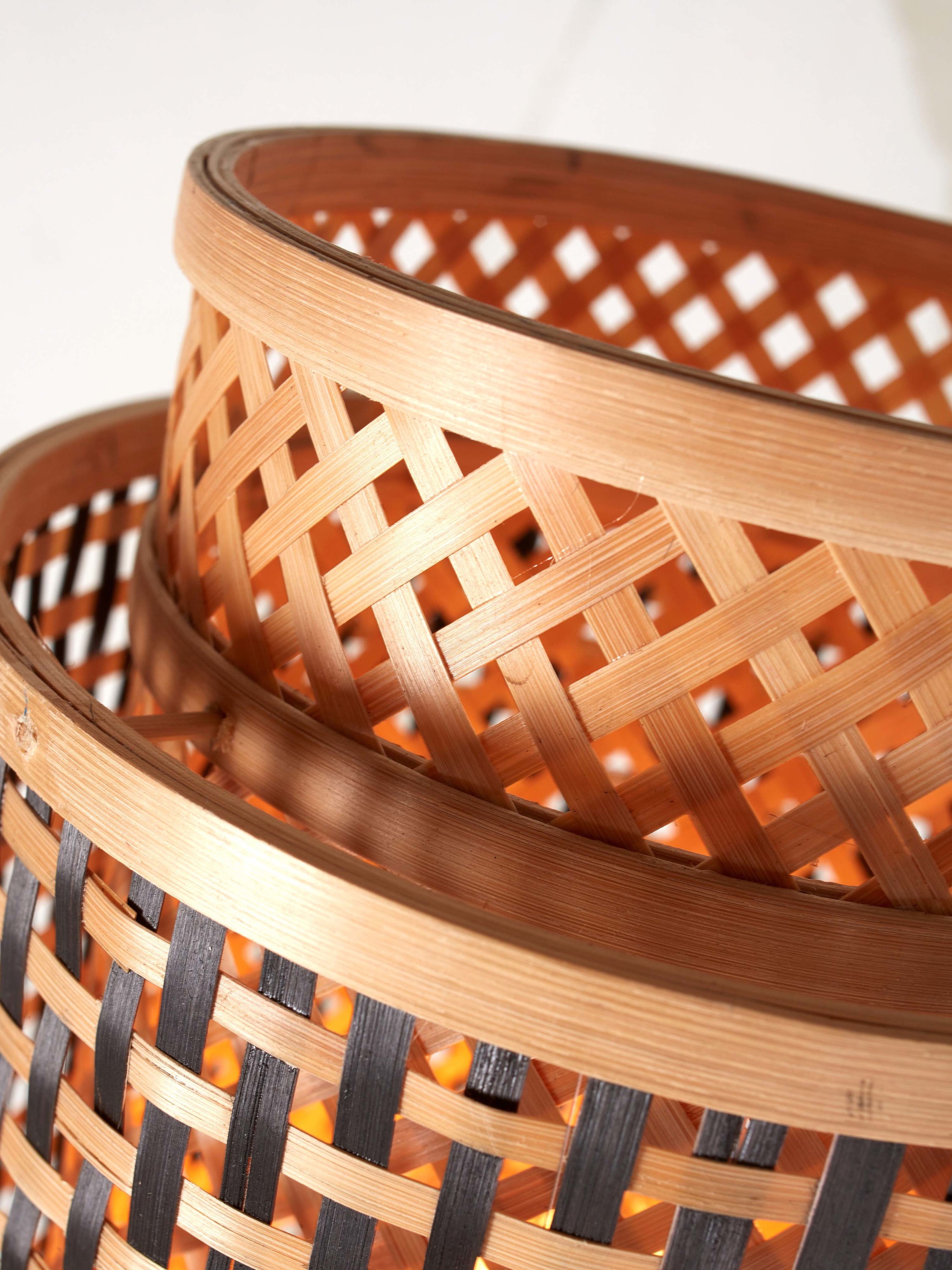 Table lamp Bhutan bamboo bl. h.40cm/shade round 25x20cm bl/nat.