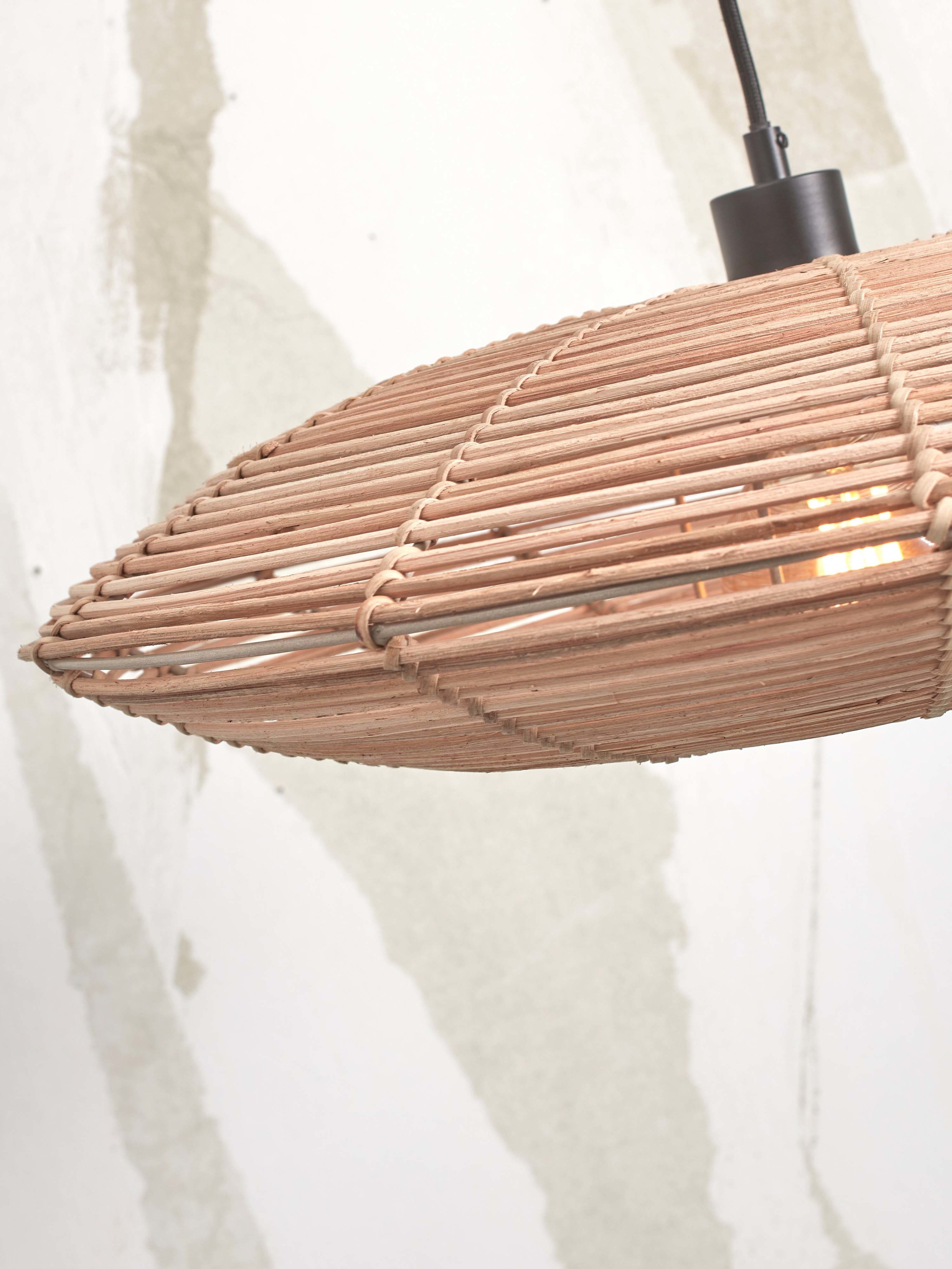 Floor lamp Tanami L bamboo nat. h.176cm/disc dia.55xh.14 cm rattan, nat.