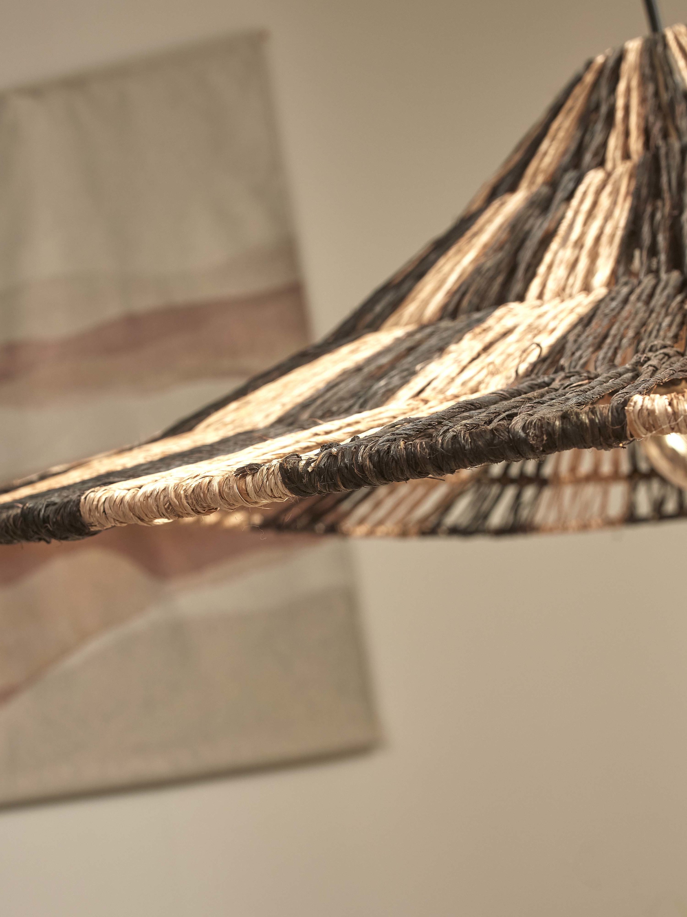 Hanging lamp CUZCO jute Ø65x20cm, natural black