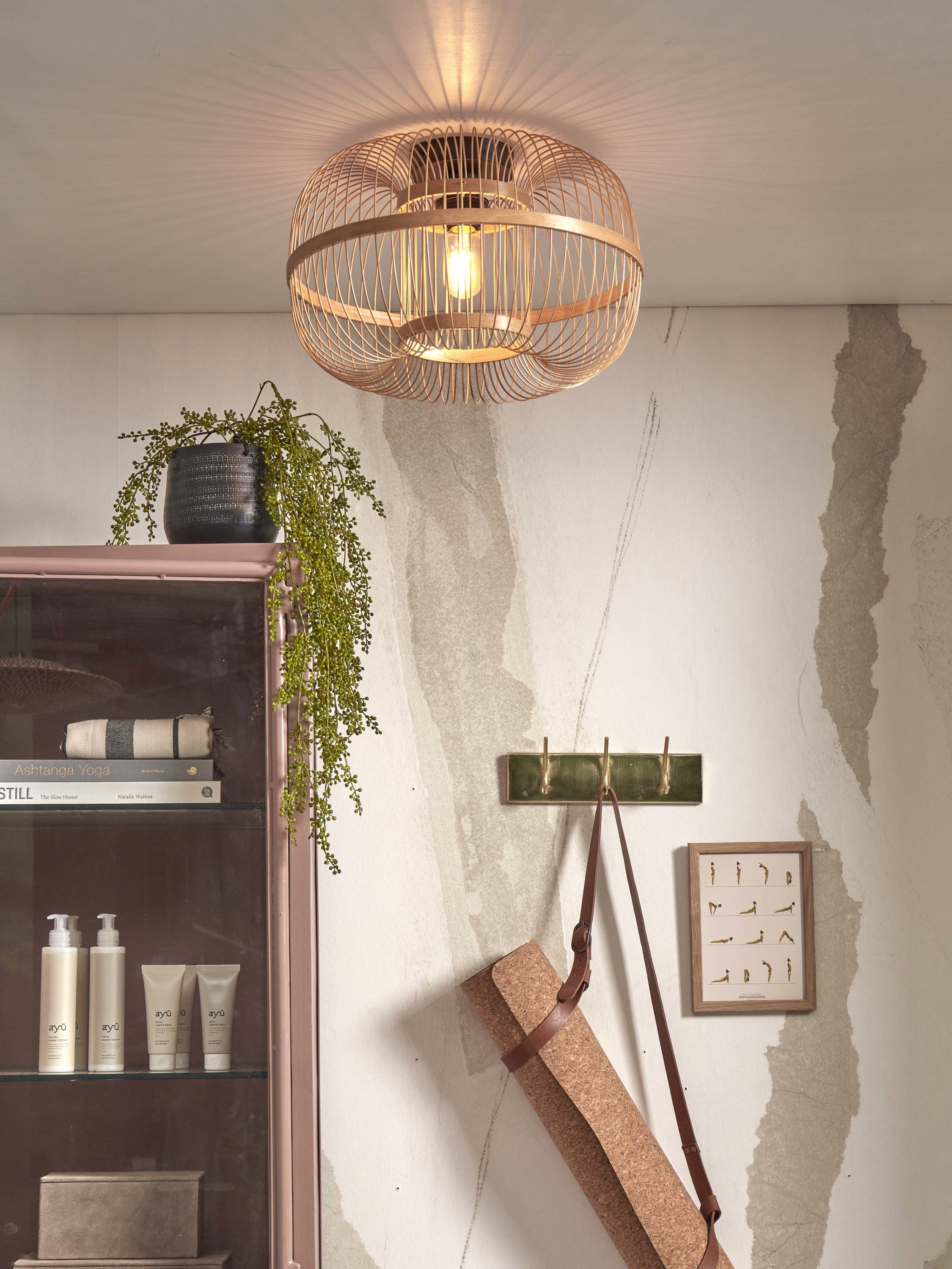 Ceiling lamp Hokkaido bamboo h.28xdia.38cm, natural