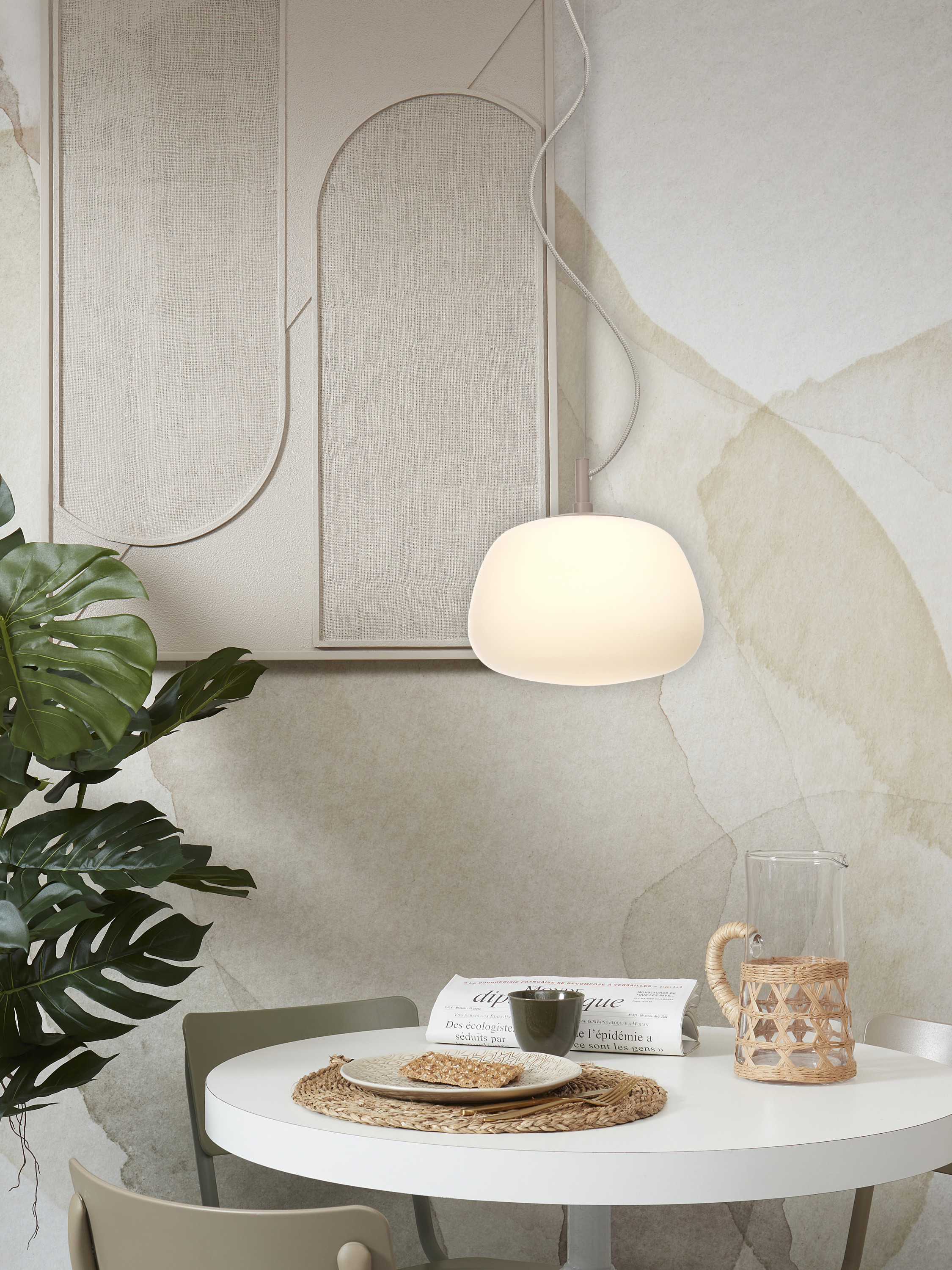 Hanging lamp Sapporo white/sand, S