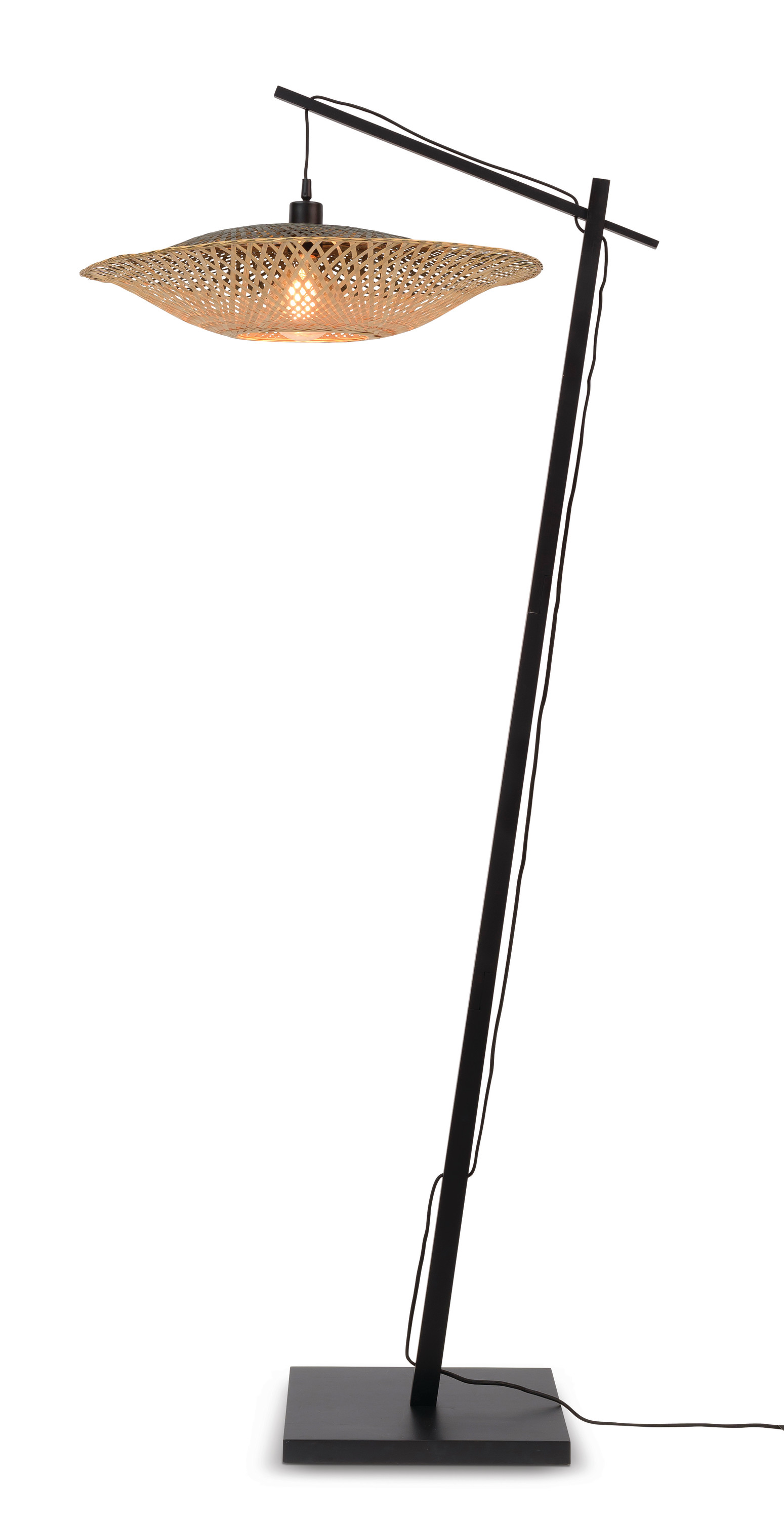 Floor lamp Kalimantan bl. h.176cm/shade horiz. 60x15cm nat/bl.