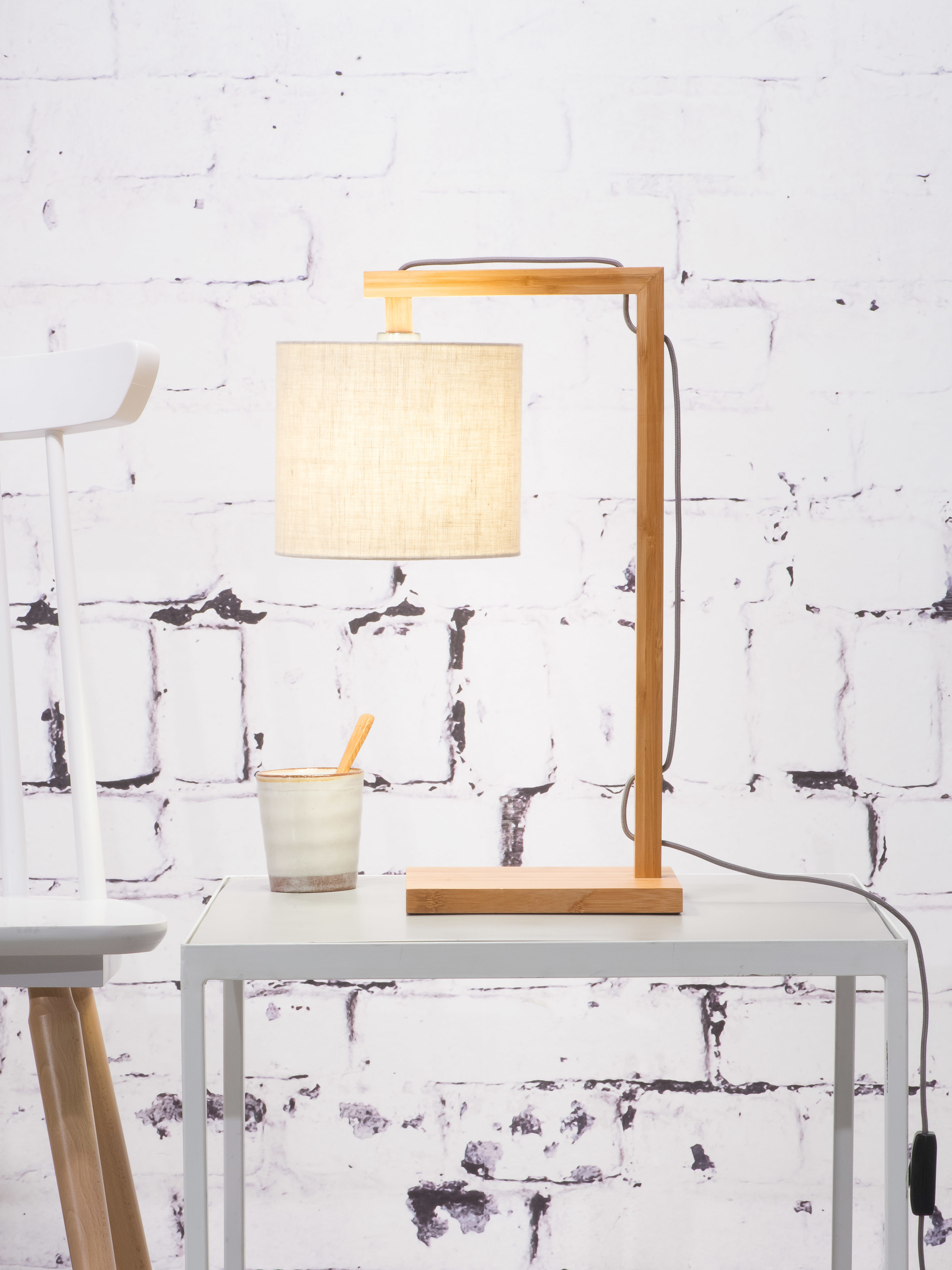 Table lamp Himalaya bamboo h.47cm/shade 18x15cm eco linen, light