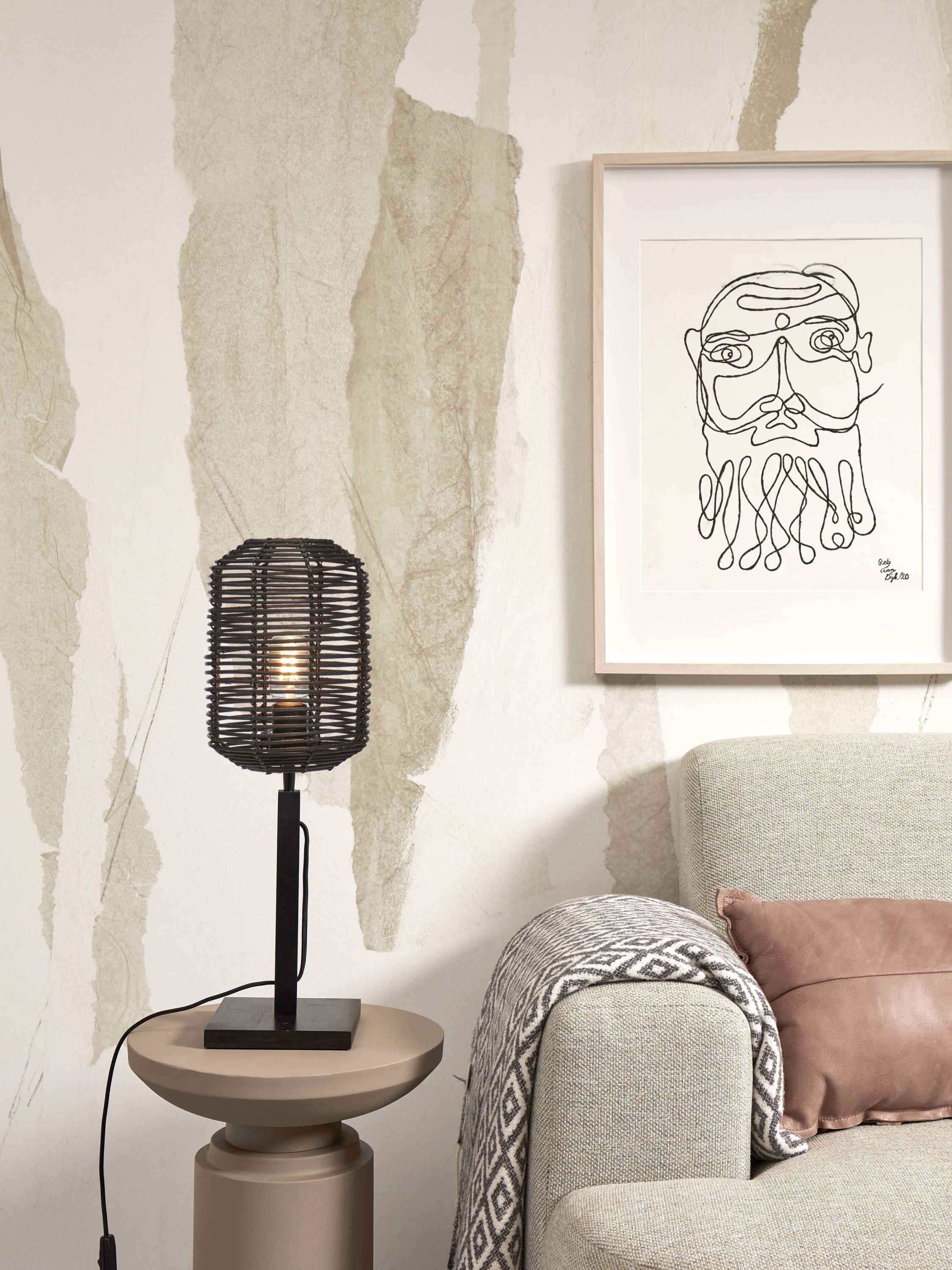 Table lamp Tanami bamboo bl. h.45cm/tube dia.18xh.25cm rattan, bl.